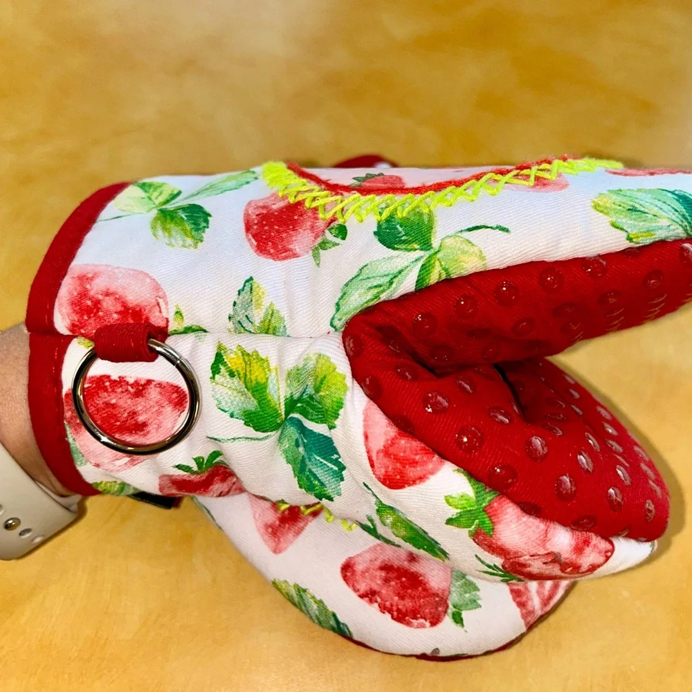 Strawberry Shortcake Handcrafted Kitchen Mittens Retro Cartoon One Of aKind